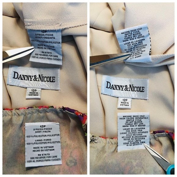 Danny & Nicole Skirt Suit Knee Length V-Neck 12P - Picture 4 of 8